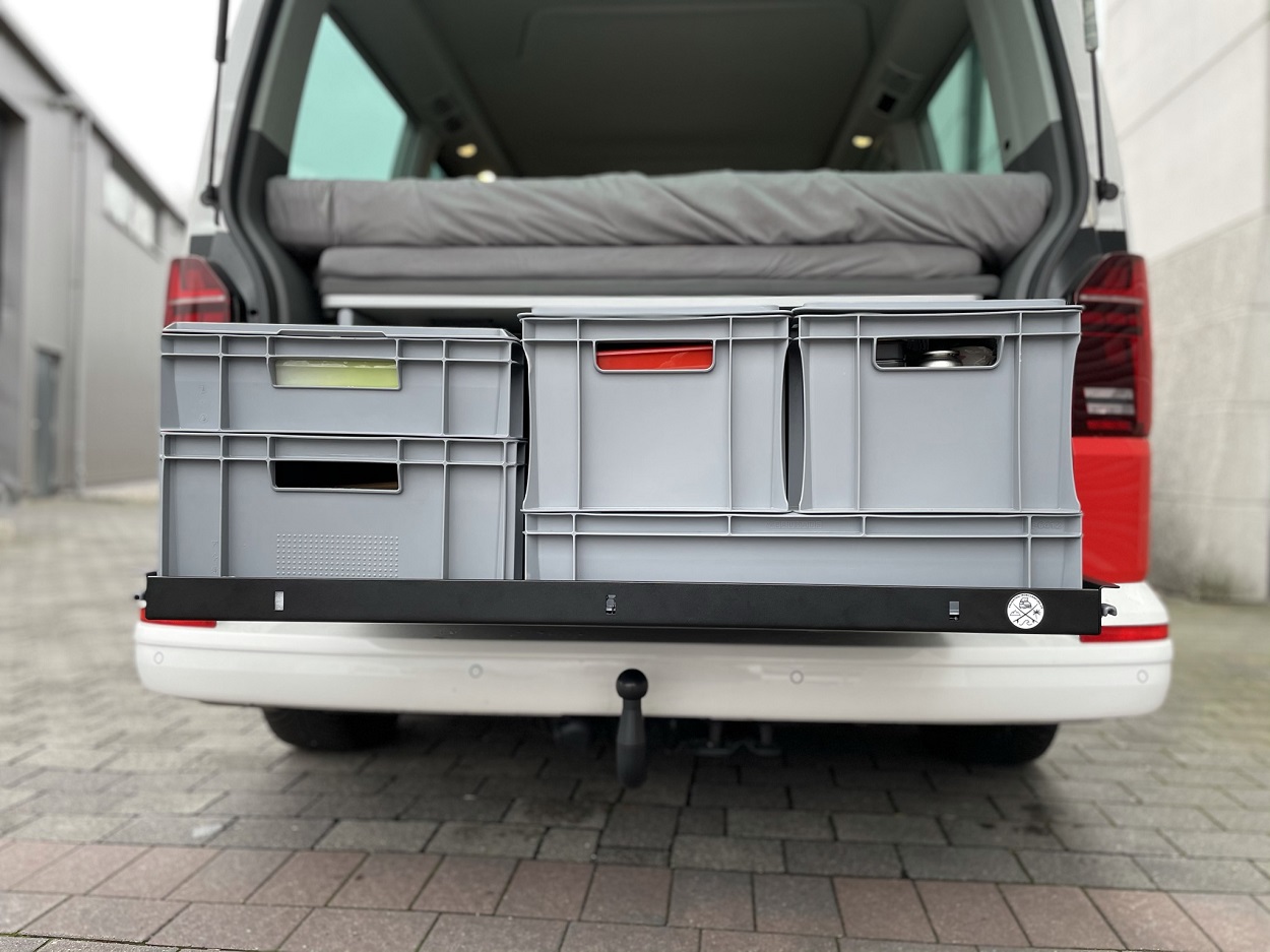 VW Bus T6 Kofferraum Box ausziehbar Kiste Heckauszug
